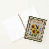 ビーハッピー刺繍マルハナバチとひまわりの花 ノートブック (内部)