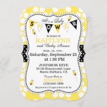 ビーハニカム水玉模様プリントベビーシャワー招待状