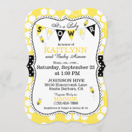 ビーハニカム水玉模様プリントベビーシャワー招待状 招待状