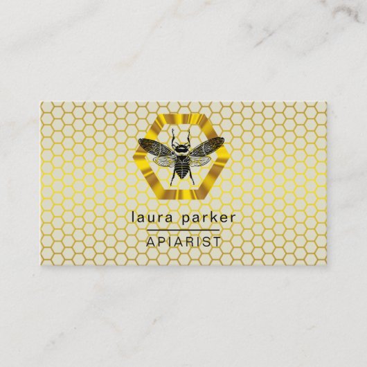 ビーハニーセラーアピアリストイエロー金ゴールドヘキサゴン 名刺 (正面)