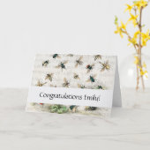 ビーハニーワーカークイーンビーズアンティーク カード (黄色い花)