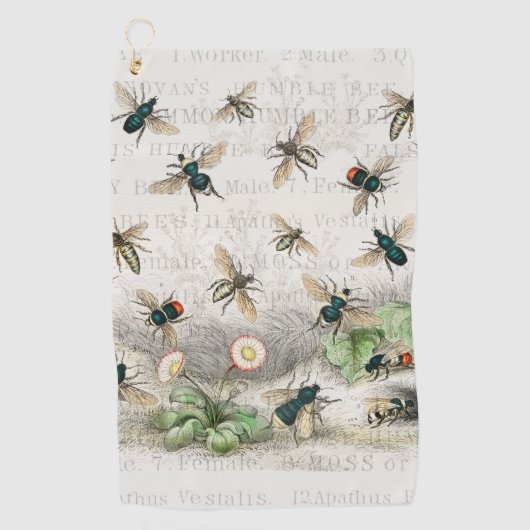 ビーハニーワーカークイーンビーズアンティーク ゴルフタオル (正面)