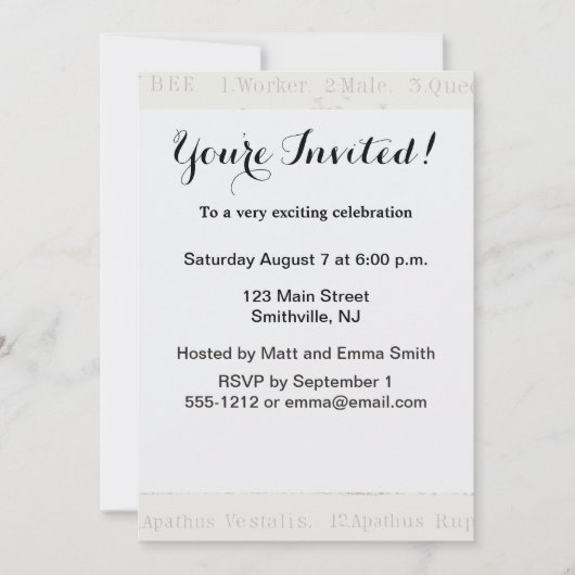 ビーハニーワーカークイーンビーズアンティーク 招待状 (正面)