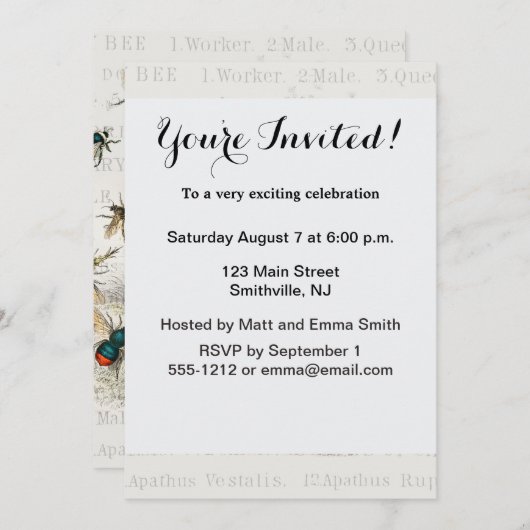 ビーハニーワーカークイーンビーズアンティーク 招待状 (正面/裏面)