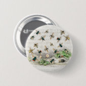 ビーハニーワーカークイーンビーズアンティーク 缶バッジ (正面&裏面)