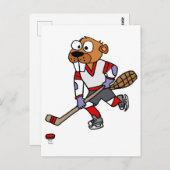 ビーバおもしろいー遊のアイスホッケーの漫画 ポストカード (正面/裏面)