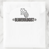 ビーバおもしろいー 楕円形シール (バッグ)