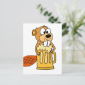 ビーバーおもしろいのビール飲み ポストカード (スタンド正面)
