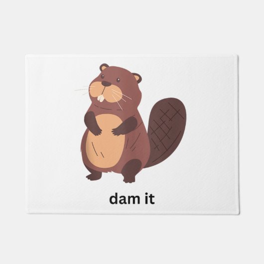 ビーバーおもしろいダムそれがビーバーユーモアかわいい動物の墓 ドアマット (正面)