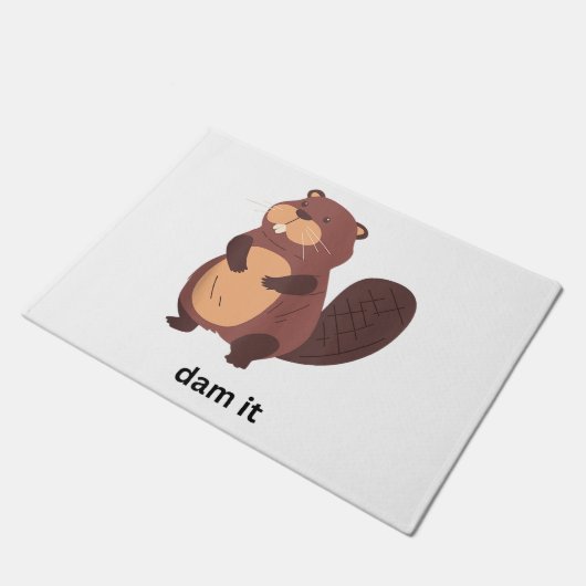 ビーバーおもしろいダムそれがビーバーユーモアかわいい動物の墓 ドアマット (アングル)