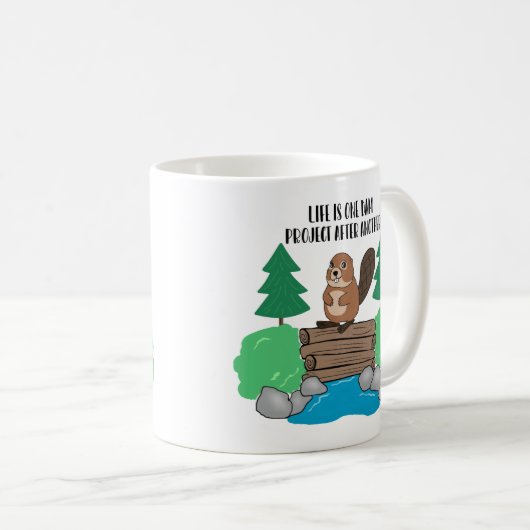 ビーバーおもしろい忙しダム計画 コーヒーマグカップ (正面右)