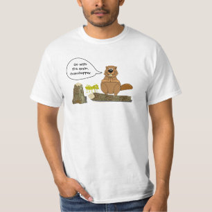 ビーバーおよびバッタのおもしろいなWoodturningの漫画 Tシャツ