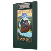 ビーバーおよび山のフード場面ヴィンテージ旅行 クリップボード (左)