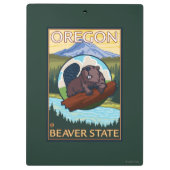 ビーバーおよび山のフード場面ヴィンテージ旅行 クリップボード (裏面)