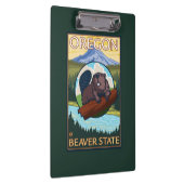 ビーバーおよび山のフード場面ヴィンテージ旅行 クリップボード (右)