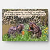 ビーバーかわいらし聖なる書物、 経典プラーク2テサロニケ3:10 フォトプラーク (正面)