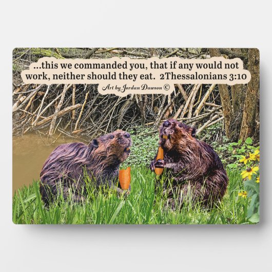 ビーバーかわいらし聖なる書物、 経典プラーク2テサロニケ3:10 フォトプラーク (正面)