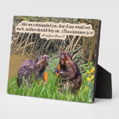 ビーバーかわいらし聖なる書物、 経典プラーク2テサロニケ3:10 フォトプラーク (側面)