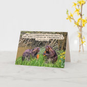 ビーバーかわいらし聖なる書物、 経典2テサロニケ3:10 カード (黄色い花)