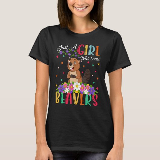 ビーバーが大好きな女の子にビーバー Tシャツ (正面)