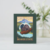 ビーバーと山フードシーンヴィンテージトラベル ポストカード (スタンド正面)