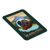 ビーバーと山フードシーンヴィンテージトラベル マグネット (右側)