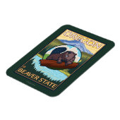 ビーバーと山フードシーンヴィンテージトラベル マグネット (左側)