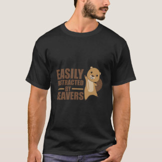 ビーバーに簡単に気を取られる ビーバー Tシャツ
