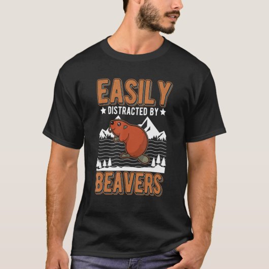 ビーバーに簡単に気を取られる Tシャツ (正面)