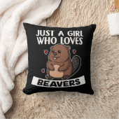 ビーバーのかわいいビーバーの衣装が好きな女の子 クッション (ブランケット)
