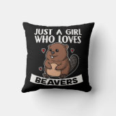 ビーバーのかわいいビーバーの衣装が好きな女の子 クッション (裏面)
