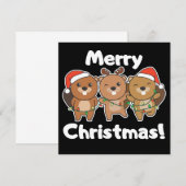 ビーバーのクリスマス動物 ビーバー メリークリスマス 招待状 (正面/裏面)