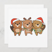 ビーバーのクリスマス クリスマス 動物 かわいいビーバー 招待状 (正面/裏面)