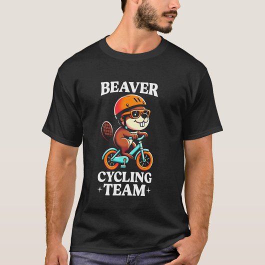 ビーバーのサイクリングチームの自転車乗り Tシャツ (正面)
