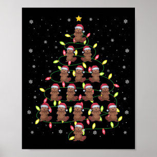 ビーバーのサンタクロース クリスマスツリーのライト ださいセーター ポスター