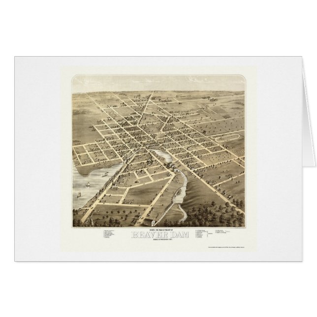 ビーバーのダム、WIのパノラマ式の地図- 1867年 (正面横)