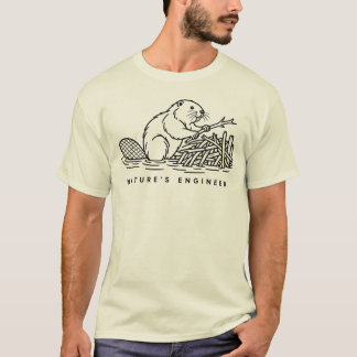 ビーバーのナチュラルエンジニア 笑える動物デザイン Tシャツ