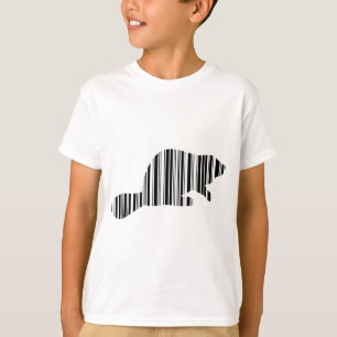 ビーバーのバーコード アニマルバーコードパターンデザイン Tシャツ