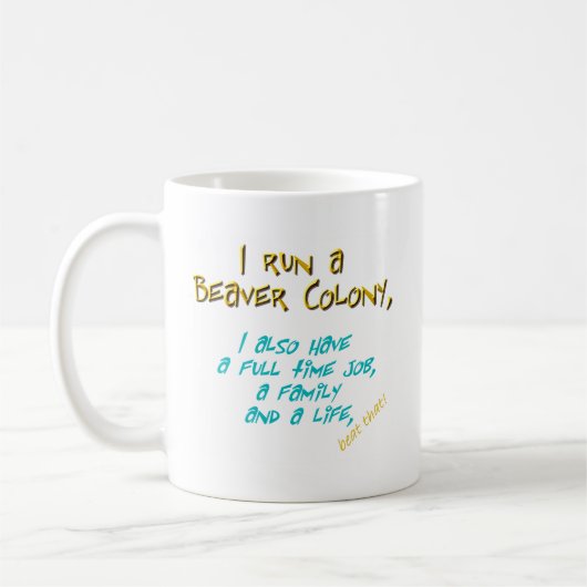 ビーバーのリーダーのターコイズ コーヒーマグカップ (左)