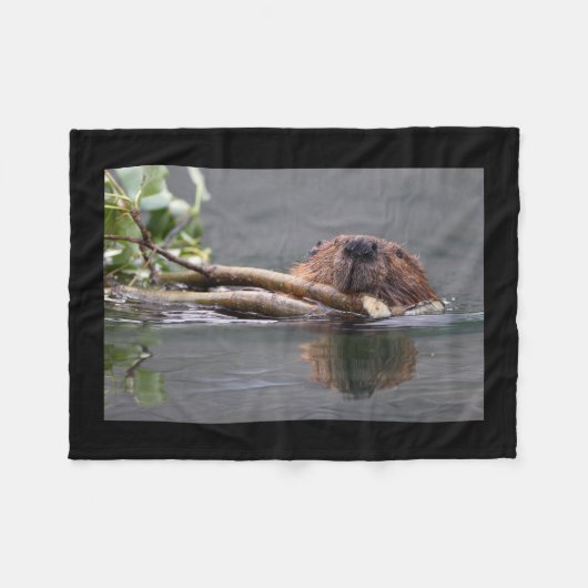 ビーバーの働き フリースブランケット (正面(横))