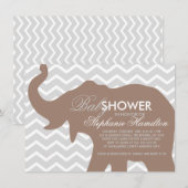 ビーバーの大きな象のベイビーシャワー 招待状 (正面/裏面)