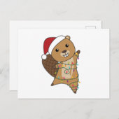 ビーバーの陽気なクリスマス冬の動物ビーバー ポストカード (正面/裏面)