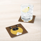 ビーバーの顔 スクエアペーパーコースター (インサイチュ)