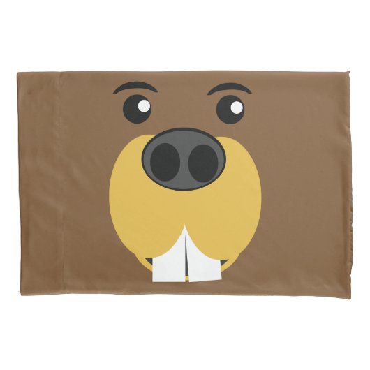 ビーバーの顔 枕カバー (正面)