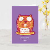 ビーバーはハッピーバースデー漫画を保持 カード (黄色い花)