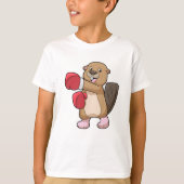 ビーバーアットボクシングとボクシング手袋 Tシャツ (正面)