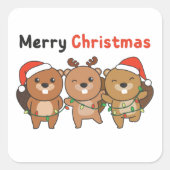 ビーバークリスマスアニマルズビーバーズメリークリスマス スクエアシール (正面)