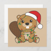 ビーバークリスマスウィンターアニマルズビーバー招待状 招待状 (正面/裏面)