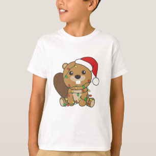 ビーバークリスマスウィンターアニマルズビーバー Tシャツ