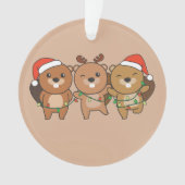ビーバークリスマスクリスマスアニマルかわいいビーバーコーン オーナメント (正面)